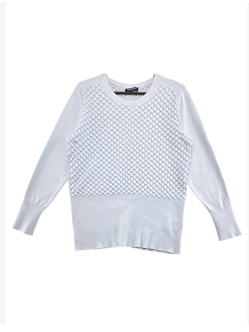 Marble Cream Textured Knit Sweater - Women's Long Sleeve